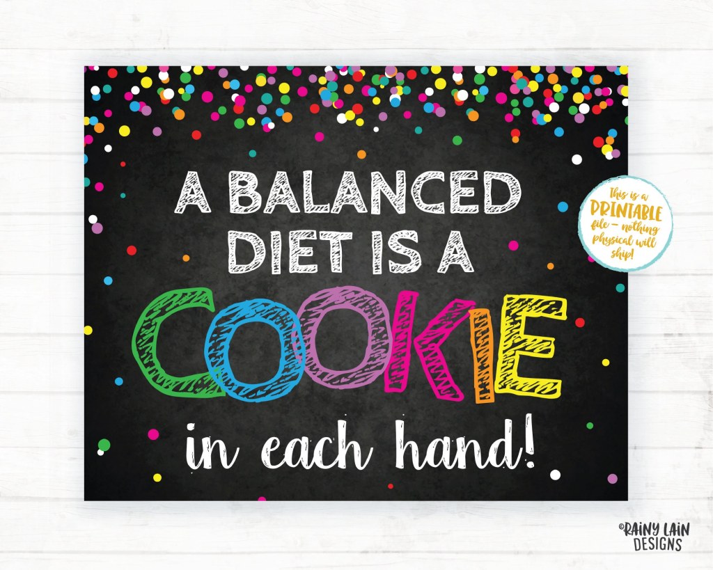 Picture of: A Balanced Diet is a Cookie in Each Hand Sign Bakery Sign – Etsy